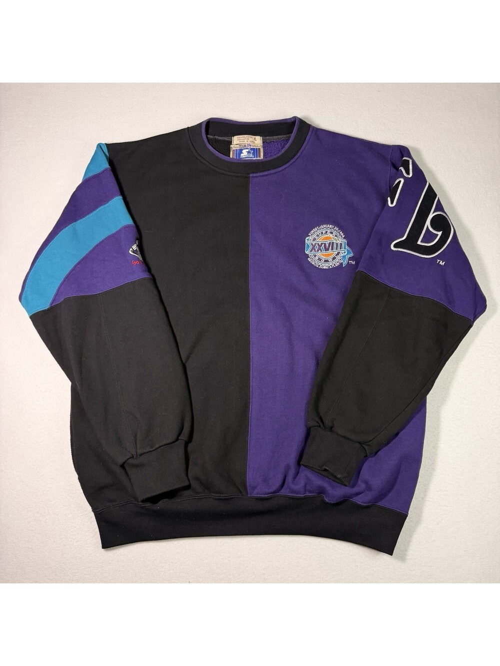 Vintage 1994 Starter NFL Super Bowl Colorblock Sweatshirt XL